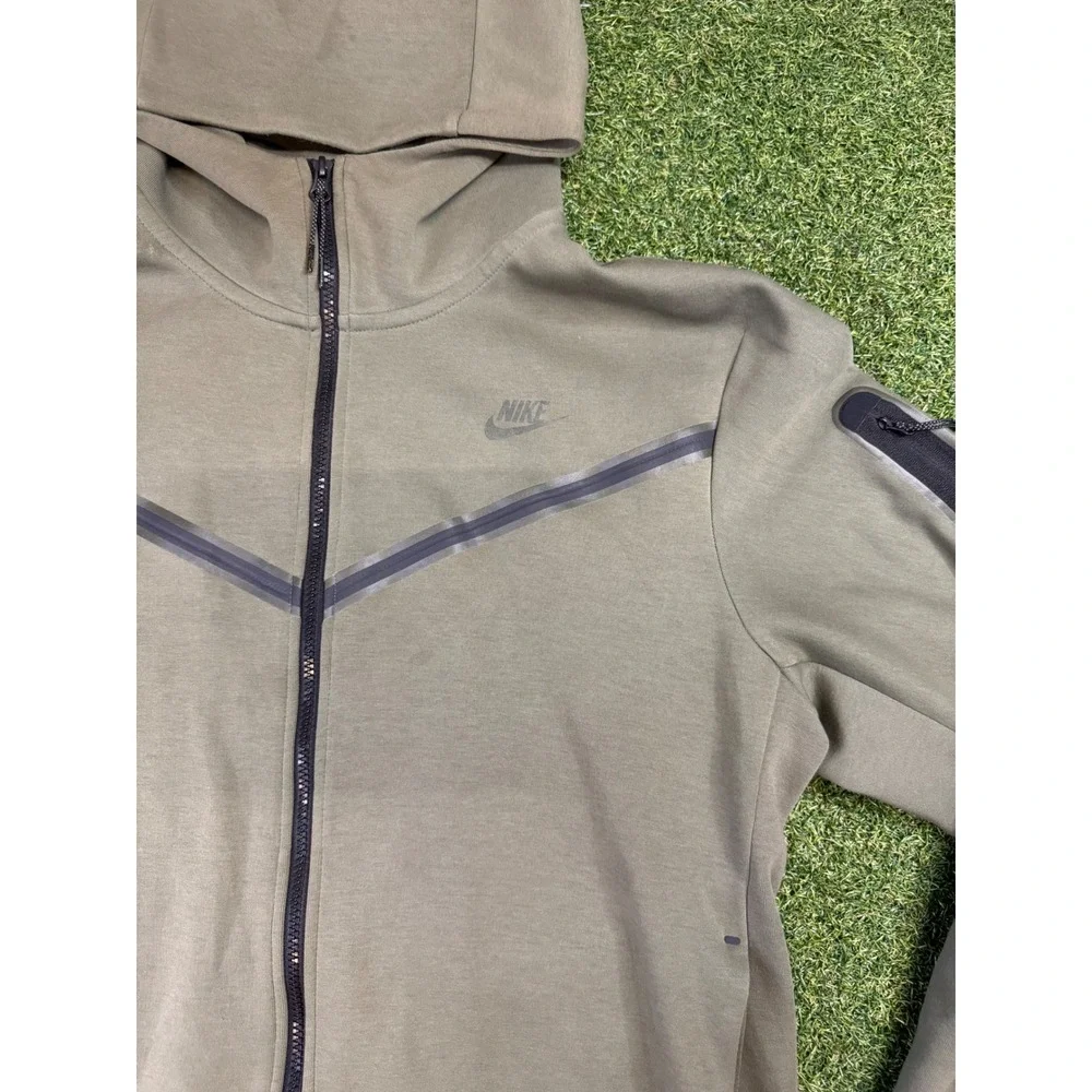 Nike Tech Fleece Full Zip Hoodie Olive‎ Green Mens XL CU4489-326 Jacket